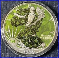 2024 1 Oz. 999 Sliver High Flying Eagle ASE American Colorized Cannabis Capsule