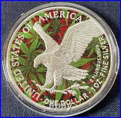 2024 1 Oz. 999 Sliver High Flying Eagle ASE American Colorized Cannabis Capsule