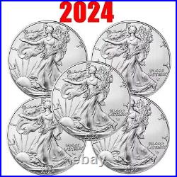 2024 1 oz American Silver Eagle Coin BU-Lot of 10 Coins