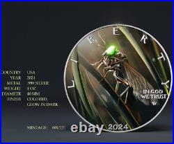 2024 America Eagle Cicada Apocalypse 1 oz Silver Colorized Glow in the Dark Coin