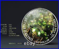 2024 America Eagle Cicada Apocalypse 1 oz Silver Colorized Glow in the Dark Coin