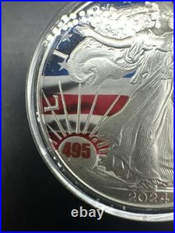 2024 American Flag Silver Eagle STAR PRIVY Colorized 1 oz Silver Coin 495/600 2024 American Flag Silver Eagle STAR PRIVY Colorized 1 oz Silver Coin 495/600