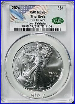 2024 American Silver Eagle CAC MS-70 2nd in Series Louis Palafoutas Signed