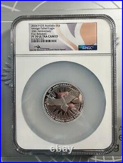 2024 Australia 3 oz Silver Wedge Tailed Eagle Proof FR NGC PF70 Mercanti