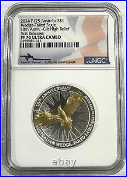2024 Australia Wedge Tailed Eagle Gilt 1 oz Silver NGC PF70 Ultra Cameo TOP POP