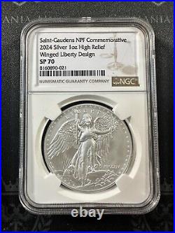 2024 NPF 1-oz Silver Saint-Gaudens Winged Liberty High Relief Medal NGC SP70