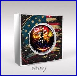 2024 Silver Eagle Colorized July 4th Celebration 1oz. 999 Coin Glow in Dark Coin