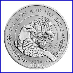 2024 The Lion and The Eagle UK 1oz REVERSE FROSTED Silver Proof Coin 2024 The Lion and The Eagle UK 1oz REVERSE FROSTED Silver Proof Coin