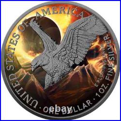 2024 USA American Silver Eagle 1 oz Silver Solar Eclipse Colored MIntage of 500
