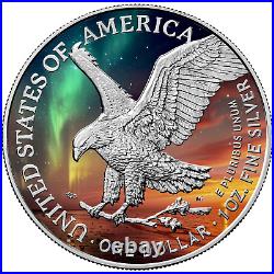 2024 US Silver Eagle Chromatics Solar Storms Edition Coin Colorized 1 oz Silver