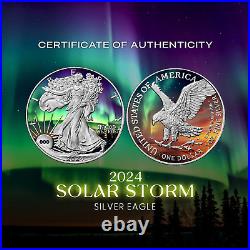 2024 US Silver Eagle Chromatics Solar Storms Edition Coin Colorized 1 oz Silver