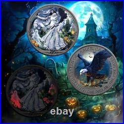 2024 U. S. Eagle Halloween Ghost Night Edition 1 oz Silver Coin 300 Mintage