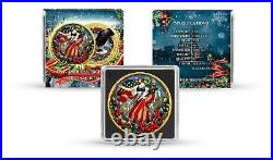 2024 U. S. Eagle Merry Christmas Edition 1 oz Silver Coin 24k Gold Gilt with Color