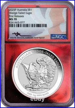 2025P Australia $1 WEDGE TAILED EAGLE 1 Oz with Red Foil Holder NGC MS70 FR 2025P Australia $1 WEDGE TAILED EAGLE 1 Oz with Red Foil Holder NGC MS70 FR