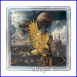 2025 Cameroon Steampunk Mech Eagle 2 oz Silver Coin Gild Steampunk Allegiance