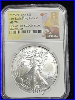 2025 P Silver Eagle Privy 1st Release NGC MS 70 1st of 50000 NICE GANG 8TH ERA 2025 P Silver Eagle Privy 1st Release NGC MS 70 1st of 50000 NICE GANG 8TH ERA