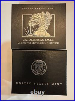 2025 W 1oz SILVER PROOF AMERICAN SILVER EAGLE. WITH OGP AND COA 2025 W 1oz SILVER PROOF AMERICAN SILVER EAGLE. WITH OGP AND COA