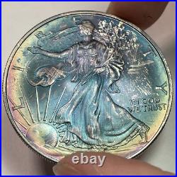 2044 Rainbow Toning Silver Eagle Brilliant Uncirculated BU Coin #20071