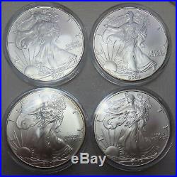 20 ASE 2004 silver eagles in Air-Tite acrylic holders= 1 Roll Uncirculated coins