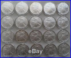 20 ASE 2005 silver eagles in Air-Tite acrylic holders= 1 Roll Uncirculated coins