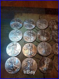 20 American Silver Eagles Various Dates 1Roll. 20 BU Coins in Tube