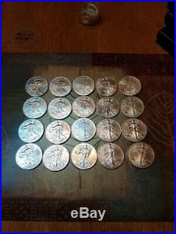 20 American Silver Eagles Various Dates 1Roll. 20 BU Coins in Tube