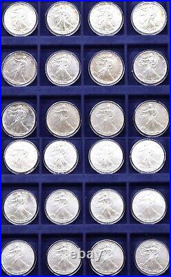 24 x 1oz 999 Silver Coin USA Liberty Eagle $1 Set 1986 2010 Boxed