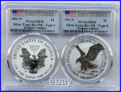 2-1 oz silver, US Eagles, First and Last, PCGS PR-70-Design Edition- Dual-slab 2-1 oz silver, US Eagles, First and Last, PCGS PR-70-Design Edition- Dual-slab
