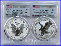2-1 oz silver, US Eagles, First and Last, PCGS PR-70-Design Edition- Dual-slab 2-1 oz silver, US Eagles, First and Last, PCGS PR-70-Design Edition- Dual-slab