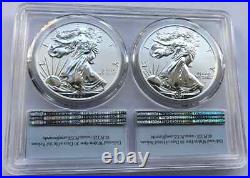 2-1 oz silver, US Eagles, First and Last, PCGS PR-70-Design Edition- Dual-slab 2-1 oz silver, US Eagles, First and Last, PCGS PR-70-Design Edition- Dual-slab