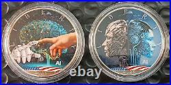 (2) 2023 1 Oz. 999 Silver Eagle Artificial Intelligence AI Human or Machine Coin