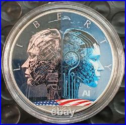 (2) 2023 1 Oz. 999 Silver Eagle Artificial Intelligence AI Human or Machine Coin