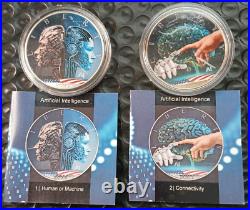 (2) 2023 1 Oz. 999 Silver Eagle Artificial Intelligence AI Human or Machine Coin