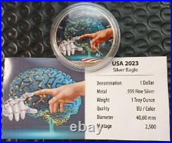 (2) 2023 1 Oz. 999 Silver Eagle Artificial Intelligence AI Human or Machine Coin