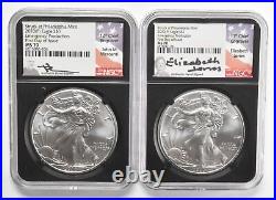 (2) MS70 2020-(P) American Silver Eagle Emergency Prod Phila. Signed NGC 1121