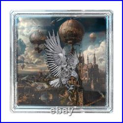 2 Oz Silver Coin 2025 Cameroon Steampunk Allegiance Series Mech Eagle Antiqued