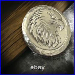 2 troy ounce, solid silver American Eagle round, handmade in Scotland 2 troy ounce, solid silver American Eagle round, handmade in Scotland