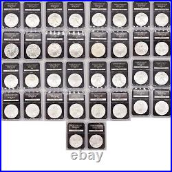 34 x Coin 1oz Silver Uncirculated Slabbed USA American Eagle $1 1 986 2021