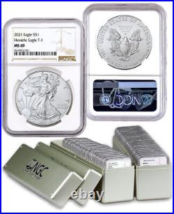 36-piece 1986-2021 $1 1oz. Silver Eagle T1 NGC MS69 Set