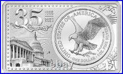 3oz Silver 999.9 American Eagle Type 2 Coin & Bar Set 35th Anniversary 2021