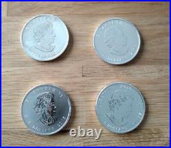 4 x 1oz Canadian Birds of Prey silver coins set FALCON EAGLE HAWK OWL