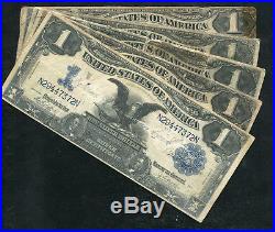 (5) 1899 $1 One Dollar Black Eagle Silver Certificates (b)