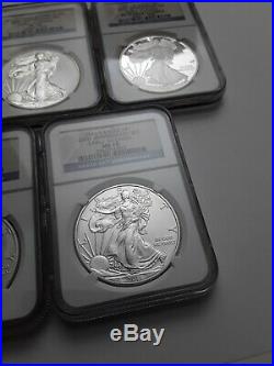 5 COIN SET 2011 Silver Eagle 25th Anniversary Early Release NGC PF70 MS70