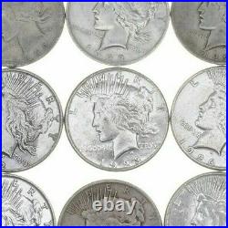 (5) US American Peace Silver Dollars 1922-1925 Eagle Rev 90% $5 Face 1/4 Roll