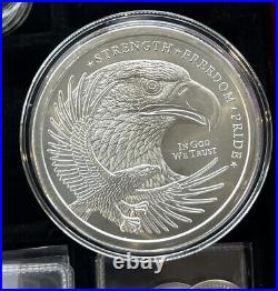 5 oz. 999 Fine Silver Double Eagle Round Strength, Freedom, & Pride In Capsule 5 oz. 999 Fine Silver Double Eagle Round Strength, Freedom, & Pride In Capsule