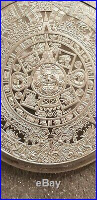 5 oz. 999 Silver Aztec Calendar Stone, Eagle Warrior Emperor of Tenochtitlan NEW
