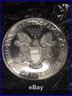 60 Troy OZ (Five POUND). 999 American Silver Eagle Coin 1991 W COA