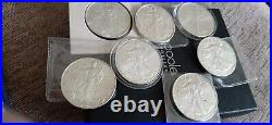 7x 1 oz. 999 SilAmerican Silver Eagles All UNC. ALL different dates 1994 to 2014