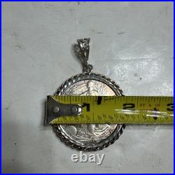 925 Sterling Silver Rope Pendant Silver Dollar American Eagle Coin 925 Sterling Silver Rope Pendant Silver Dollar American Eagle Coin