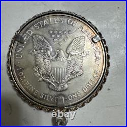 925 Sterling Silver Rope Pendant Silver Dollar American Eagle Coin 925 Sterling Silver Rope Pendant Silver Dollar American Eagle Coin